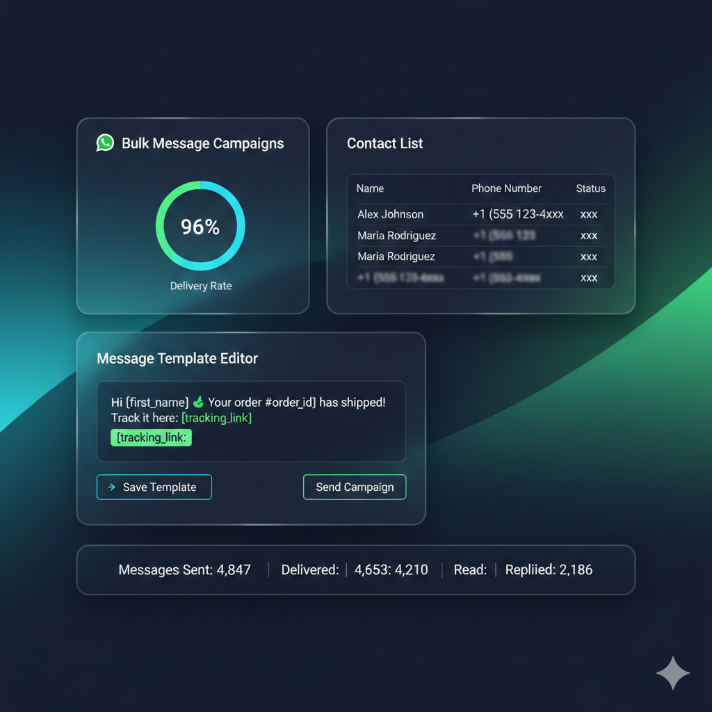 WhatsApp mass report bot results dashboard showing 91% success rate across 180+ completed enforcement cases
